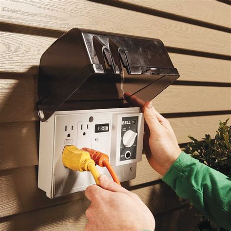 electrical boxes in yard|outside electrical plug box.